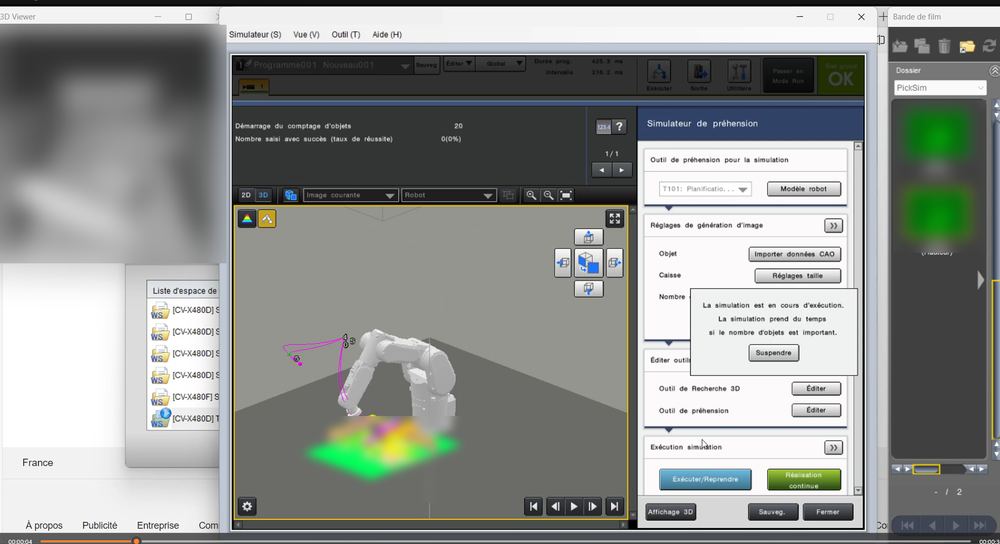Simulation de préhension de l'îlot de dévracage 3D
